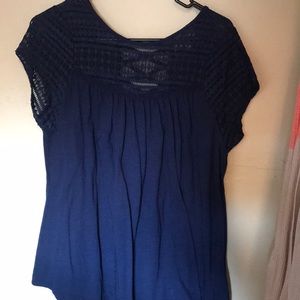 Navy Peasant Top